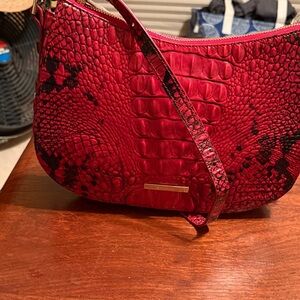 Brahmin Crimson Croc-Embossed Shoulder Bag